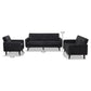 Carina Mid-Century Modern Dark Grey Fabric Upholstered 3-Piece Living Room Set FredCo