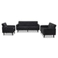 Carina Mid-Century Modern Dark Grey Fabric Upholstered 3-Piece Living Room Set FredCo