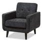 Carina Mid-Century Modern Dark Grey Fabric Upholstered Lounge Chair FredCo
