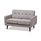 Carina Mid-Century Modern Light Grey Fabric Upholstered Loveseat FredCo