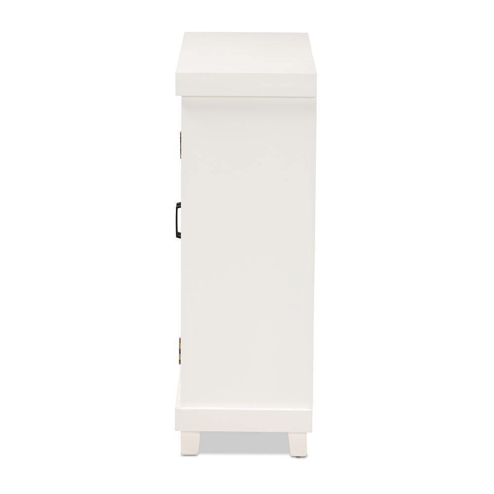Carlena Modern and Contemporary White Finished Wood and Mirrored Glass 2-Door Sideboard FredCo