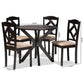 Carlin Sand Fabric Upholstered and Dark Brown Finished Wood 5-Piece Dining Set FredCo