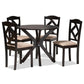 Carlin Sand Fabric Upholstered and Dark Brown Finished Wood 5-Piece Dining Set FredCo