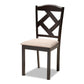 Carlin Sand Fabric Upholstered and Dark Brown Finished Wood 5-Piece Dining Set FredCo