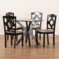 Carlin Sand Fabric Upholstered and Dark Brown Finished Wood 5-Piece Dining Set FredCo