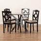 Carlin Sand Fabric Upholstered and Dark Brown Finished Wood 5-Piece Dining Set FredCo
