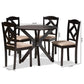 Carlin Sand Fabric Upholstered and Dark Brown Finished Wood 5-Piece Dining Set FredCo
