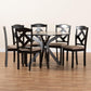 Carlin Sand Fabric Upholstered and Dark Brown Finished Wood 7-Piece Dining Set FredCo
