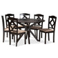 Carlin Sand Fabric Upholstered and Dark Brown Finished Wood 7-Piece Dining Set FredCo