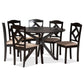 Carlin Sand Fabric Upholstered and Dark Brown Finished Wood 7-Piece Dining Set FredCo