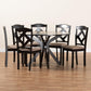 Carlin Sand Fabric Upholstered and Dark Brown Finished Wood 7-Piece Dining Set FredCo