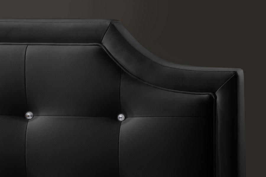 Carlotta Black Modern Bed with Upholstered Headboard - King Size FredCo