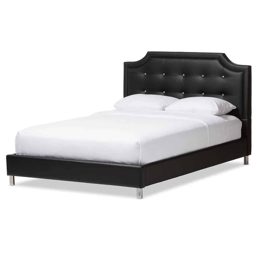 Carlotta Black Modern Bed with Upholstered Headboard - King Size FredCo