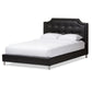 Carlotta Black Modern Bed with Upholstered Headboard - King Size FredCo