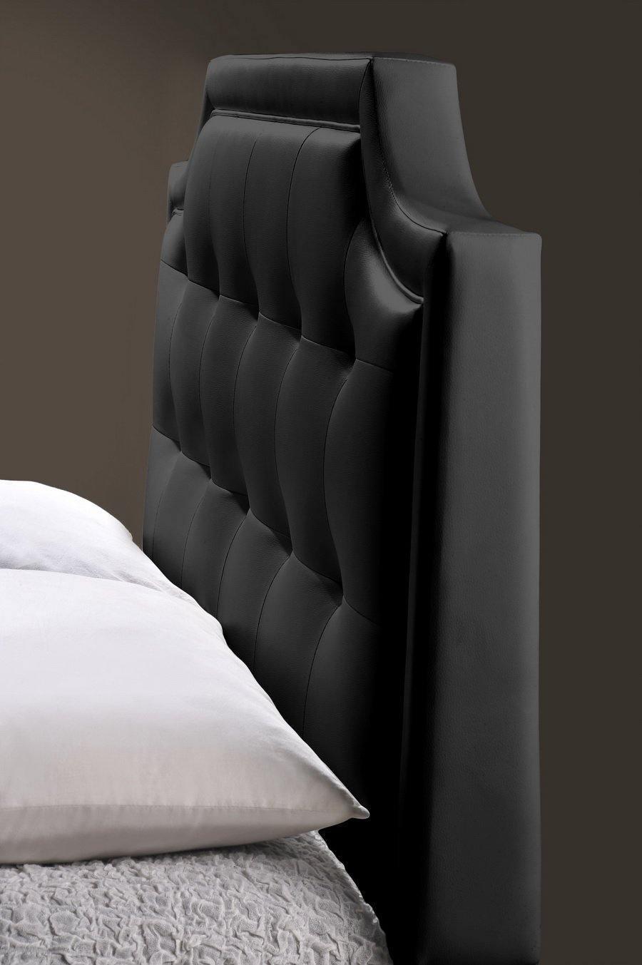 Carlotta Black Modern Bed with Upholstered Headboard - King Size FredCo