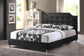 Carlotta Black Modern Bed with Upholstered Headboard - King Size FredCo