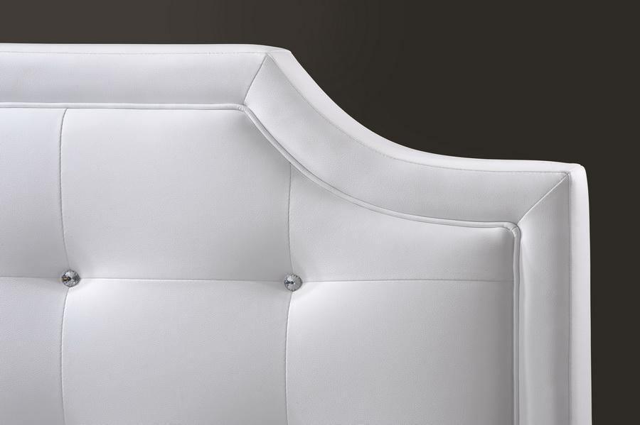 Carlotta White Modern Bed with Upholstered Headboard - Full Size FredCo