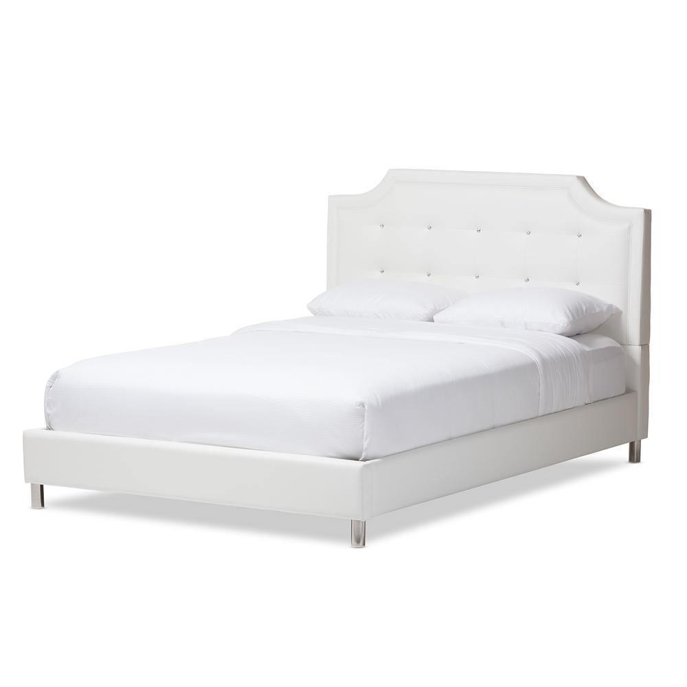 Carlotta White Modern Bed with Upholstered Headboard - Full Size FredCo