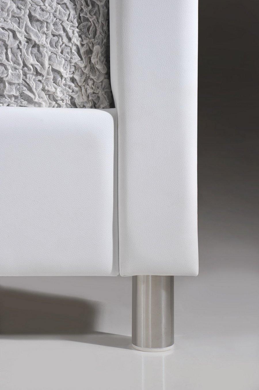 Carlotta White Modern Bed with Upholstered Headboard - Full Size FredCo