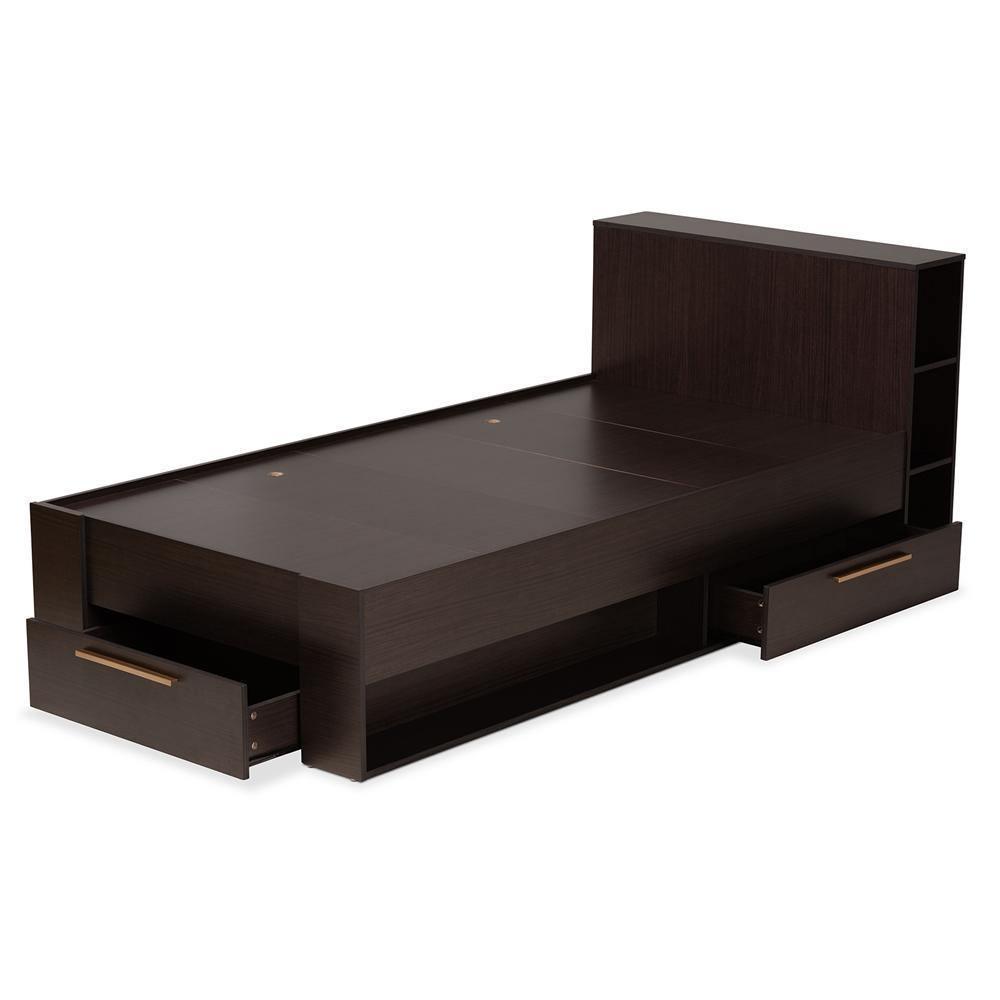 Carlson Modern and Contemporary Espresso Brown Finished Wood Twin Size 3-Drawer Platform Storage Bed FredCo