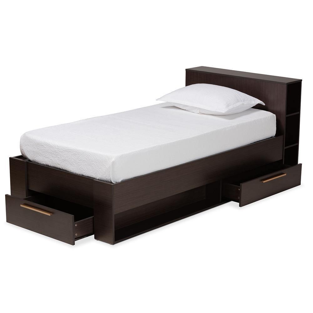 Carlson Modern and Contemporary Espresso Brown Finished Wood Twin Size 3-Drawer Platform Storage Bed FredCo