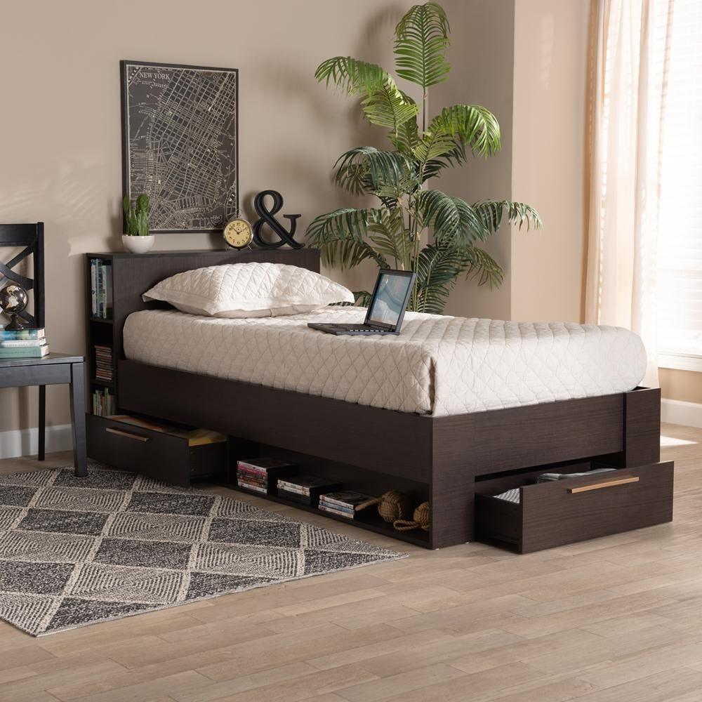Carlson Modern and Contemporary Espresso Brown Finished Wood Twin Size 3-Drawer Platform Storage Bed FredCo