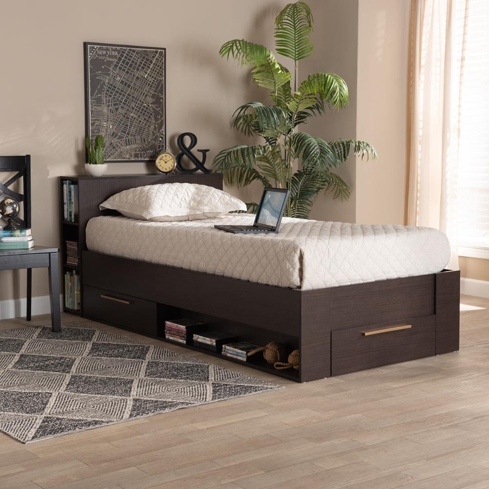 Carlson Modern and Contemporary Espresso Brown Finished Wood Twin Size 3-Drawer Platform Storage Bed FredCo