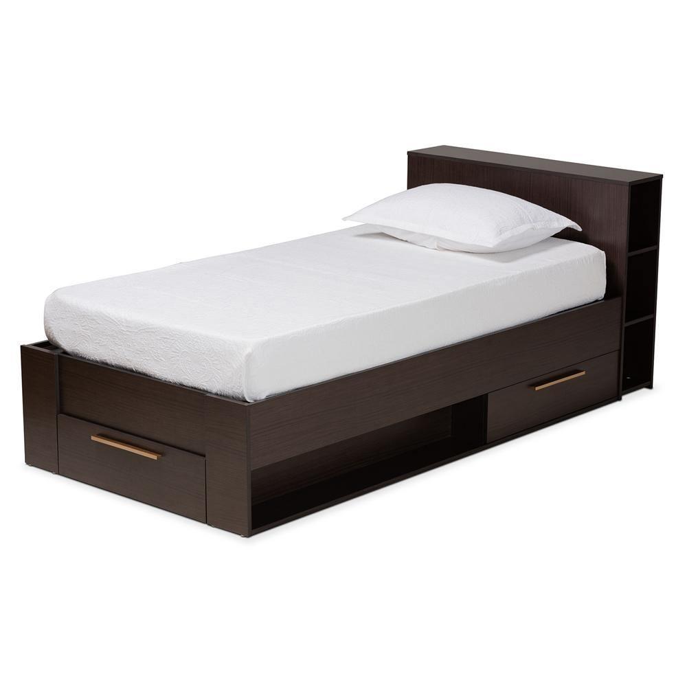 Carlson Modern and Contemporary Espresso Brown Finished Wood Twin Size 3-Drawer Platform Storage Bed FredCo