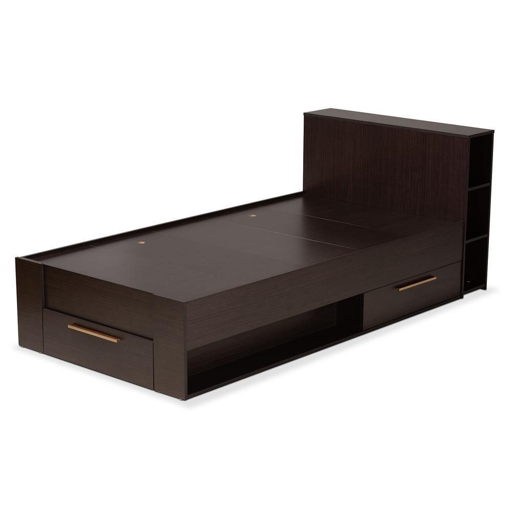 Carlson Modern and Contemporary Espresso Brown Finished Wood Twin Size 3-Drawer Platform Storage Bed FredCo