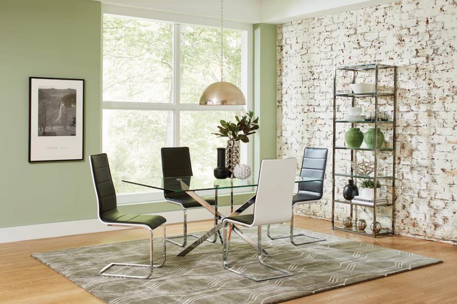 Carmelo 5-piece Rectangular Dining Set Chrome and Black 107931-S5 Coaster FredCo