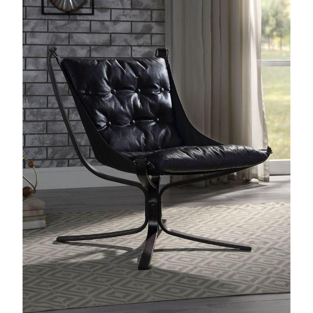 Carney Accent Chair Vintage Blue Top Grain Leather FredCo