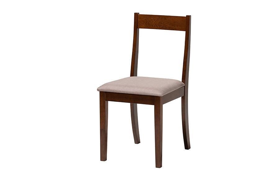 Carola Mid-Century Modern Warm Grey Fabric and Dark Brown Finished Wood 6-Piece Dining Chair Set FredCo