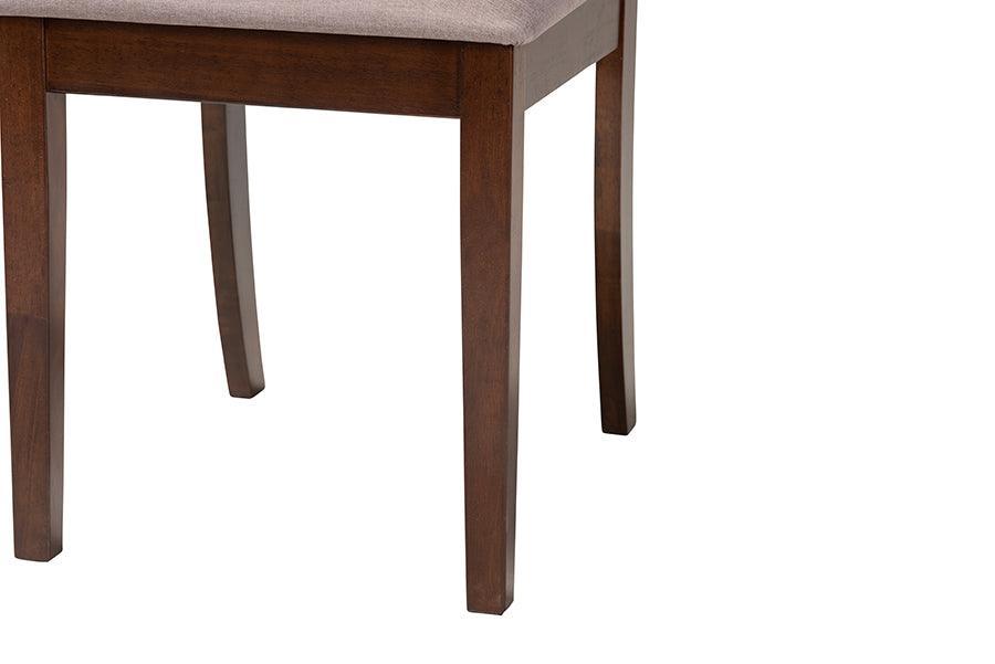 Carola Mid-Century Modern Warm Grey Fabric and Dark Brown Finished Wood 6-Piece Dining Chair Set FredCo