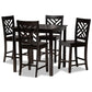 Caron Modern and Contemporary Dark Brown Finished Wood 5-Piece Pub Set FredCo