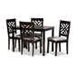Caron Modern and Contemporary Gray Fabric Upholstered Espresso Brown Finished Wood 5-Piece Dining Set FredCo