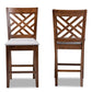 Caron Modern and Contemporary Grey Fabric Upholstered Walnut Brown Finished 2-Piece Wood Counter Height Pub Chair Set FredCo
