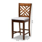 Caron Modern and Contemporary Grey Fabric Upholstered Walnut Brown Finished 2-Piece Wood Counter Height Pub Chair Set FredCo