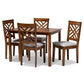 Caron Modern and Contemporary Grey Fabric Upholstered Walnut Brown Finished Wood 5-Piece Dining Set FredCo