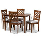 Caron Modern and Contemporary Grey Fabric Upholstered Walnut Brown Finished Wood 5-Piece Dining Set FredCo