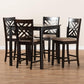 Caron Modern and Contemporary Sand Fabric Upholstered Espresso Brown Finished 5-Piece Wood Pub Set FredCo