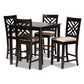 Caron Modern and Contemporary Sand Fabric Upholstered Espresso Brown Finished 5-Piece Wood Pub Set FredCo