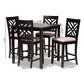 Caron Modern and Contemporary Sand Fabric Upholstered Espresso Brown Finished 5-Piece Wood Pub Set FredCo