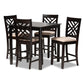Caron Modern and Contemporary Sand Fabric Upholstered Espresso Brown Finished 5-Piece Wood Pub Set FredCo
