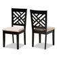 Caron Modern and Contemporary Sand Fabric Upholstered Espresso Brown Finished Wood 2-Piece Dining Chair Set FredCo