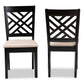 Caron Modern and Contemporary Sand Fabric Upholstered Espresso Brown Finished Wood 2-Piece Dining Chair Set FredCo