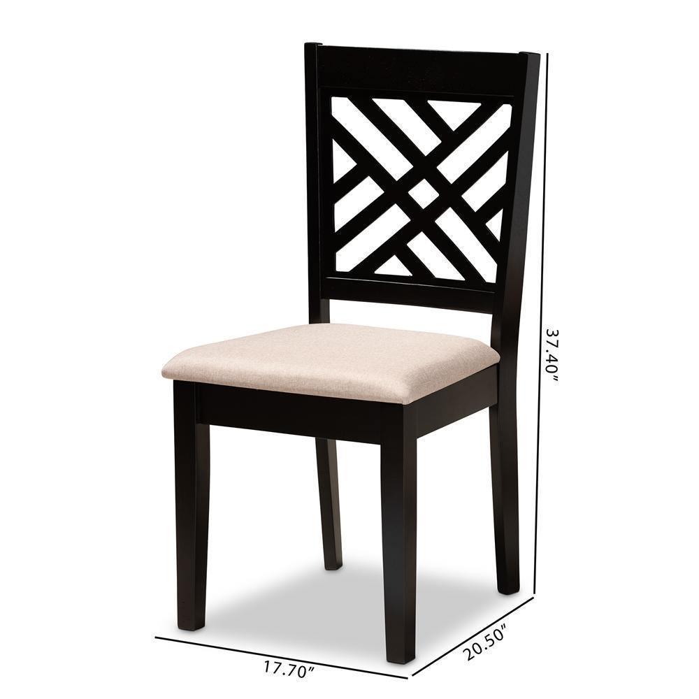 Caron Modern and Contemporary Sand Fabric Upholstered Espresso Brown Finished Wood 2-Piece Dining Chair Set FredCo