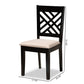 Caron Modern and Contemporary Sand Fabric Upholstered Espresso Brown Finished Wood 2-Piece Dining Chair Set FredCo