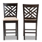 Caron Modern and Contemporary Sand Fabric Upholstered Espresso Brown Finished Wood Counter Height Pub Chair Set of 2 FredCo