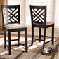 Caron Modern and Contemporary Sand Fabric Upholstered Espresso Brown Finished Wood Counter Height Pub Chair Set of 2 FredCo