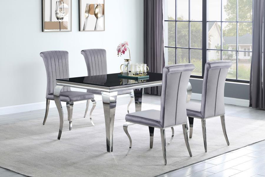 Carone Rectangular Dining Table Chrome and Black 105071 Coaster FredCo